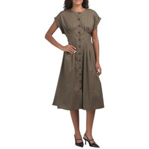 CALVIN KLEIN Button Down Seamed Shirt Dress